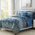 8-Piece Full Bed-in-a-Bag – Granada Deep Blue Damask, Reversible