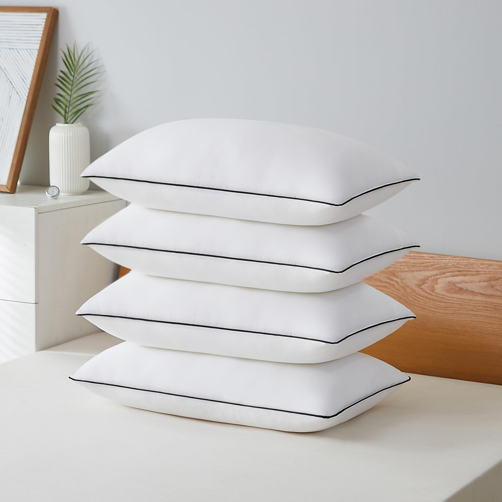 4-Pack Fluffy King Size Hotel-Style Pillows – Soft & Supportive Down-Alternative, 20"x36"