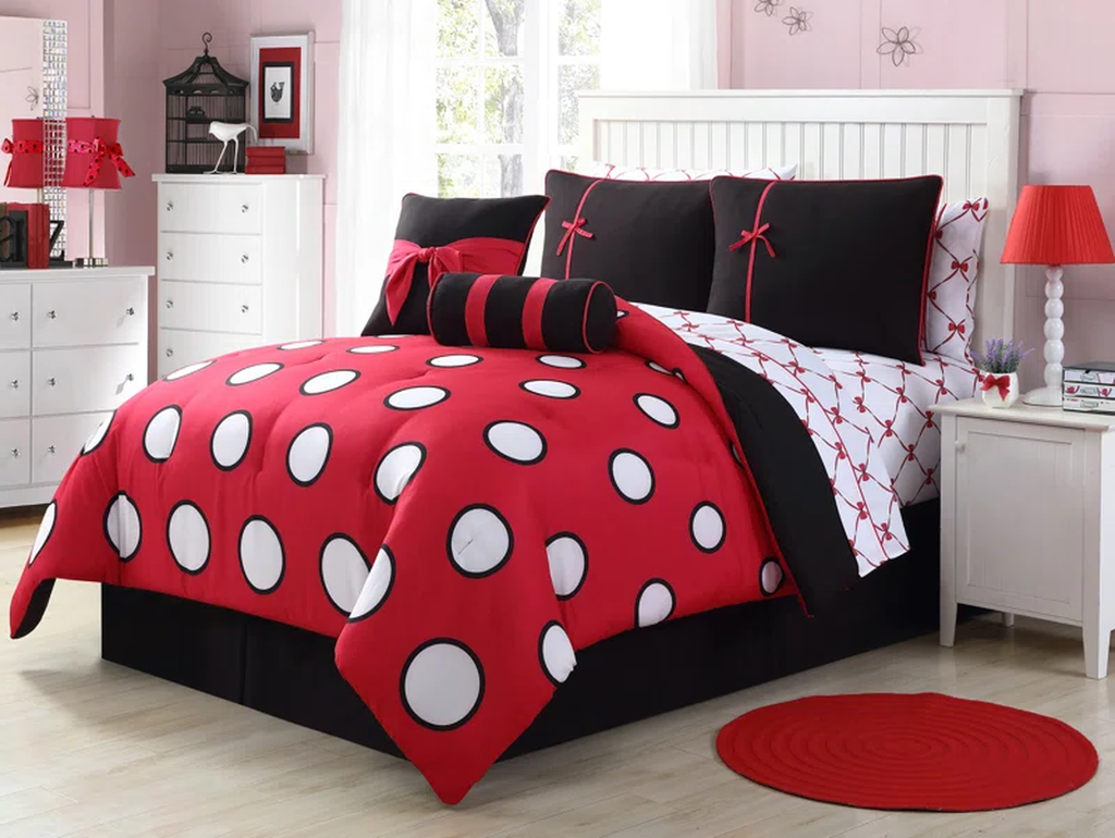 5-Piece Polka Dot Bed-in-a-Bag Comforter Set – Complete Bedding Set with Sheets & Pillow Shams
