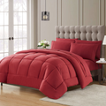 7-Piece King Bed-in-a-Bag Comforter Set – Luxury Burgundy Down Alternative, Includes Sheets & Shams