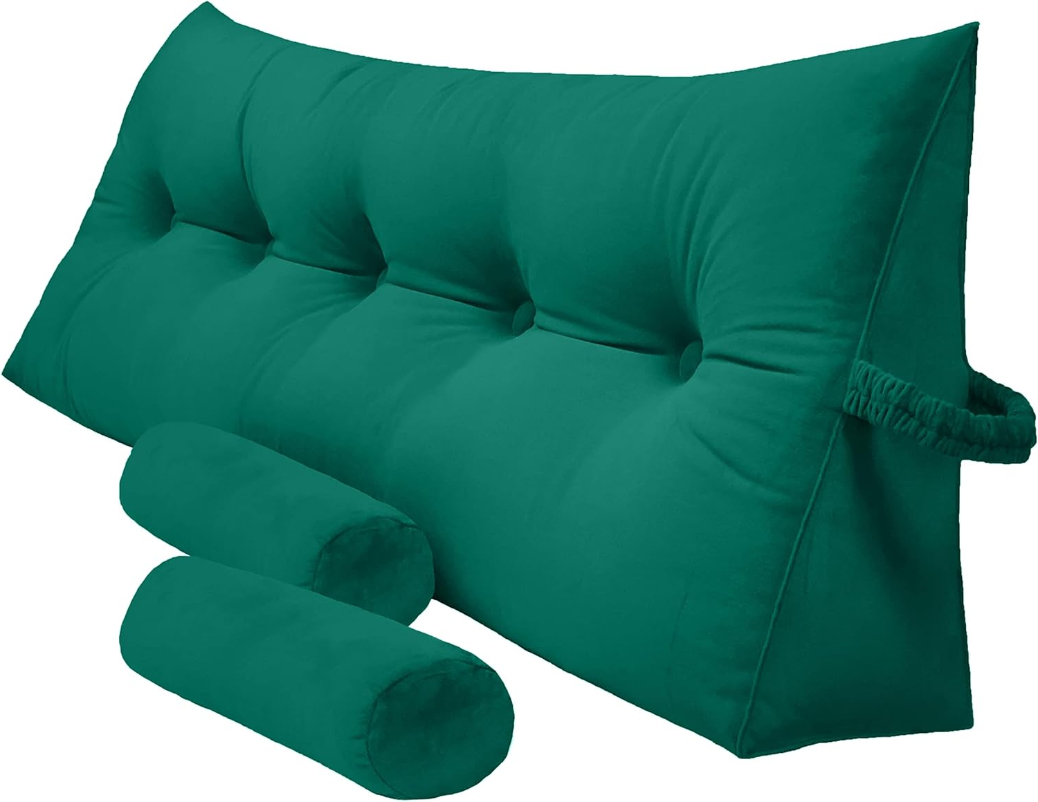 Triangular Wedge Backrest Pillow with Detachable Neck Rolls – Large Reading Pillow for Bed