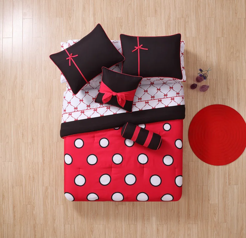 5-Piece Polka Dot Bed-in-a-Bag Comforter Set – Complete Bedding Set with Sheets & Pillow Shams