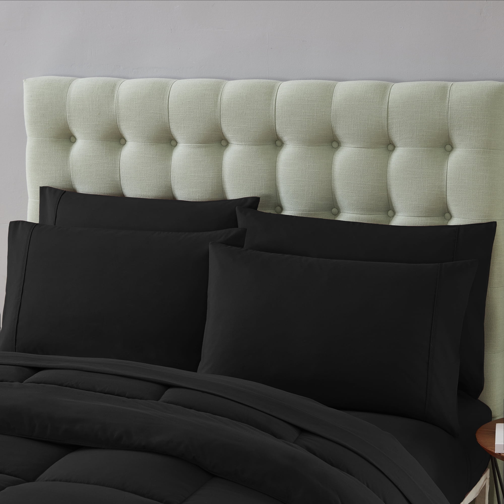 7-Piece Full Bed-in-a-Bag Comforter Set – Luxury Black Down Alternative, Includes Sheets & Shams