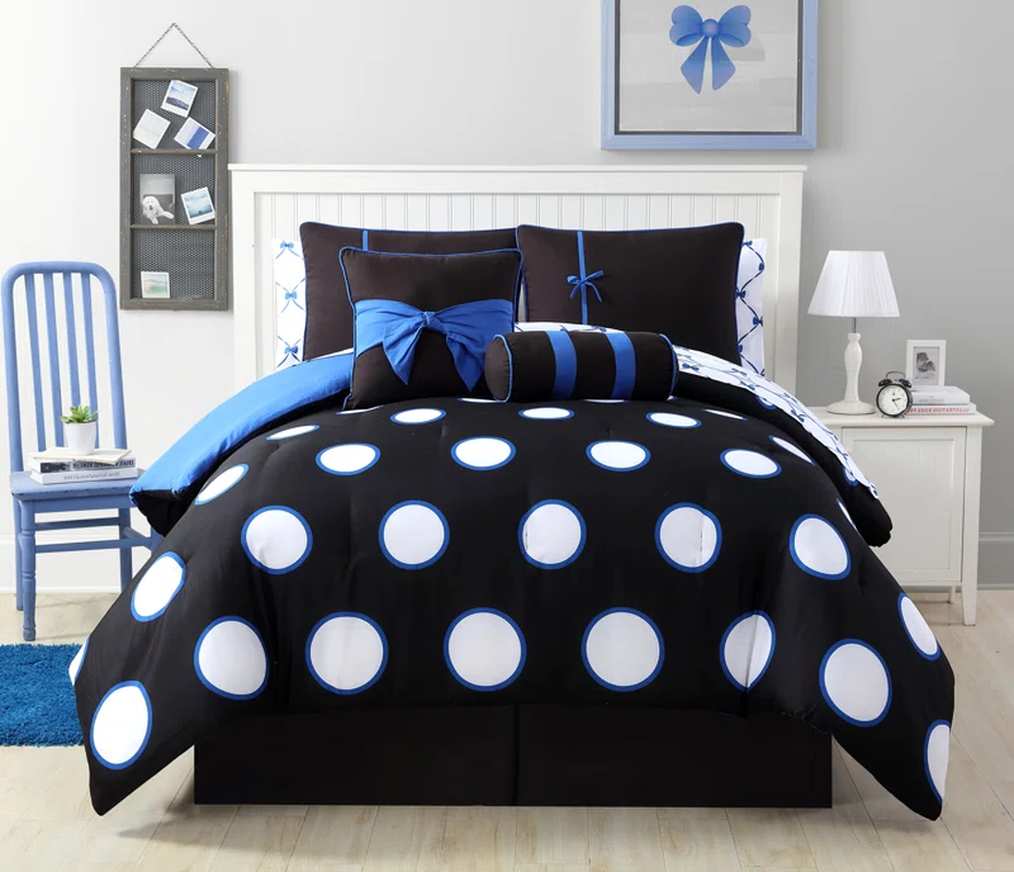 5-Piece Polka Dot Bed-in-a-Bag Comforter Set – Complete Bedding Set with Sheets & Pillow Shams