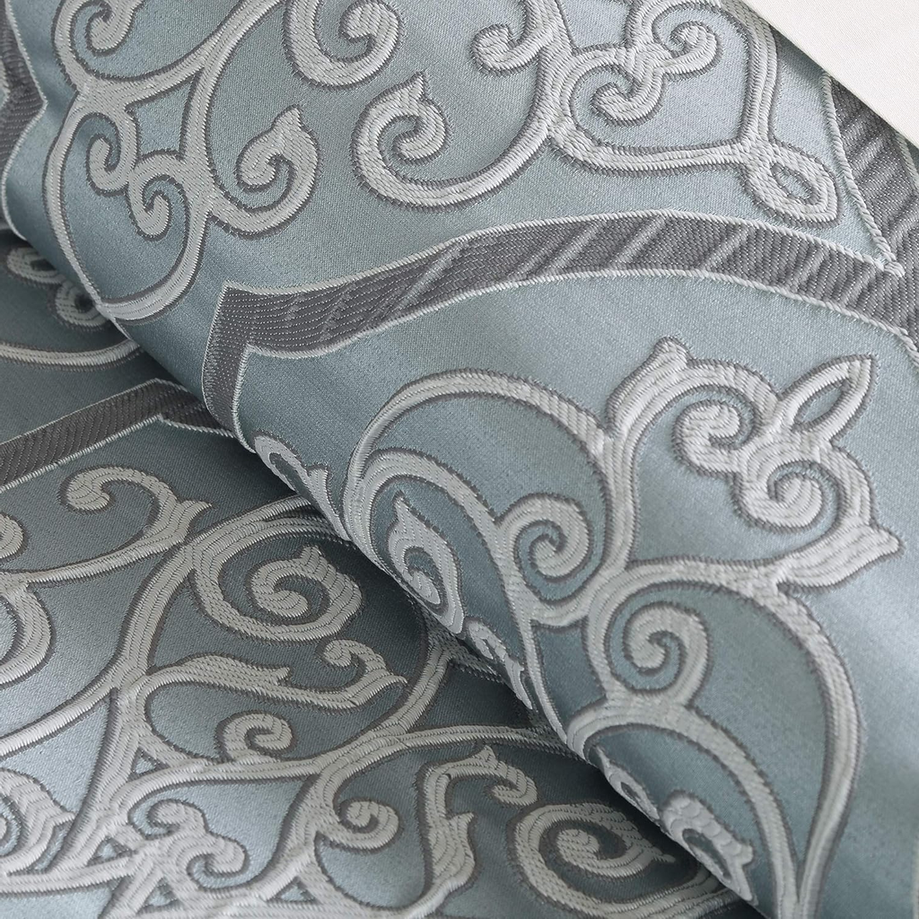 King 12-Piece Bed in a Bag Comforter Set – Blue Jacquard Luxe Bedding