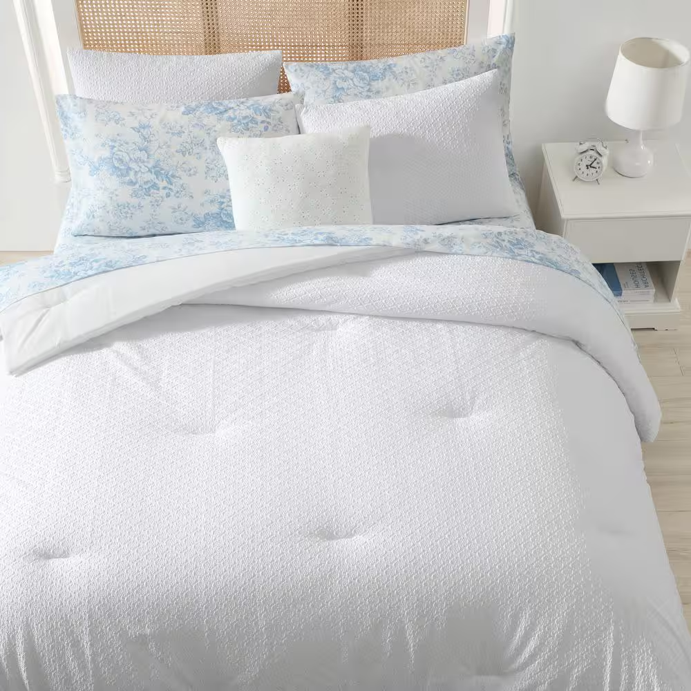 6-Piece Twin Bed-in-a-Bag Comforter Set – Margaret White Microfiber, Includes Sheets & Pillow Shams