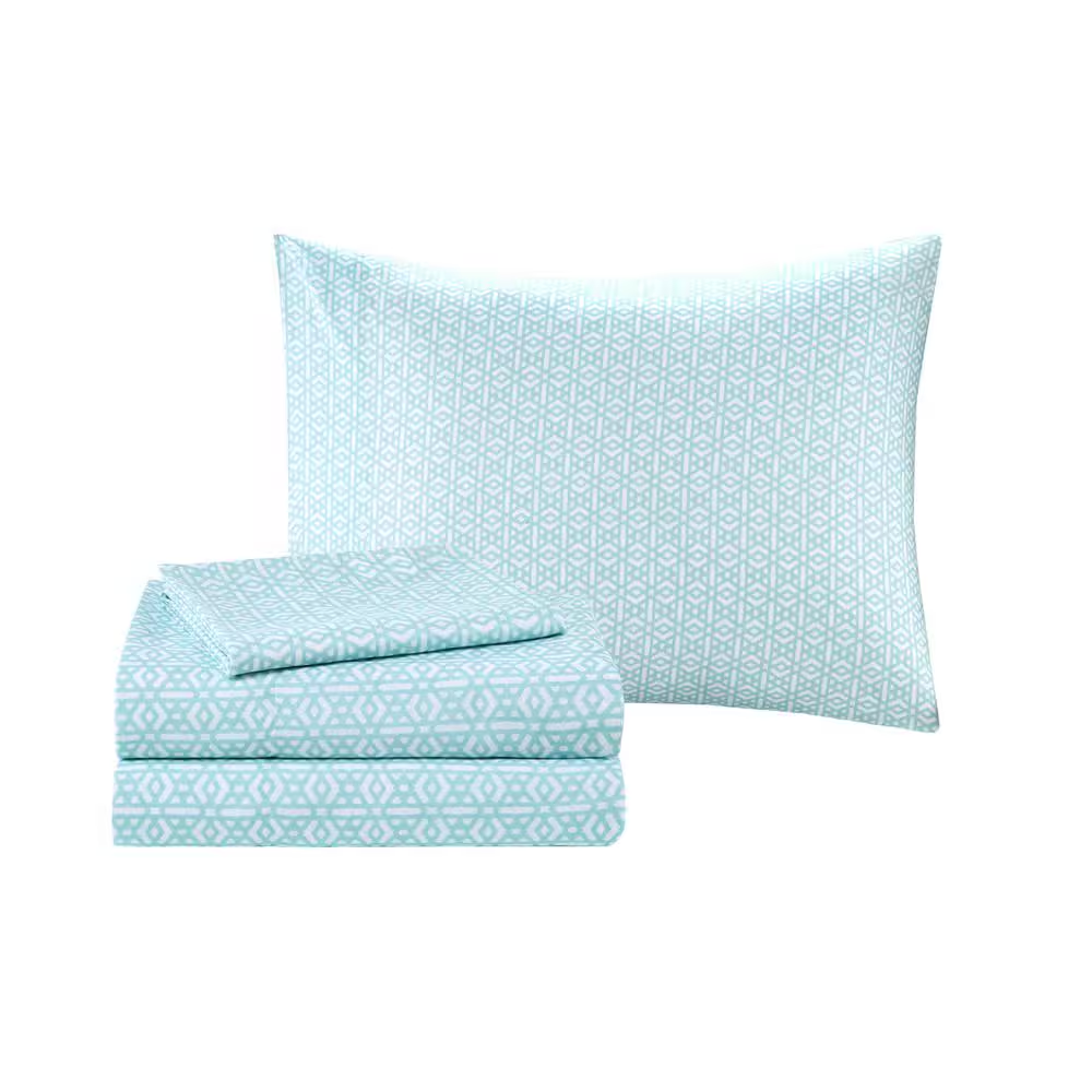 9-Piece Queen Bed-in-a-Bag – Navy Boho Microfiber, Soft Brushed Print Bedding Set