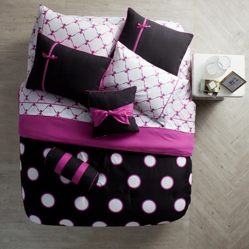 5-Piece Polka Dot Bed-in-a-Bag Comforter Set – Complete Bedding Set with Sheets & Pillow Shams