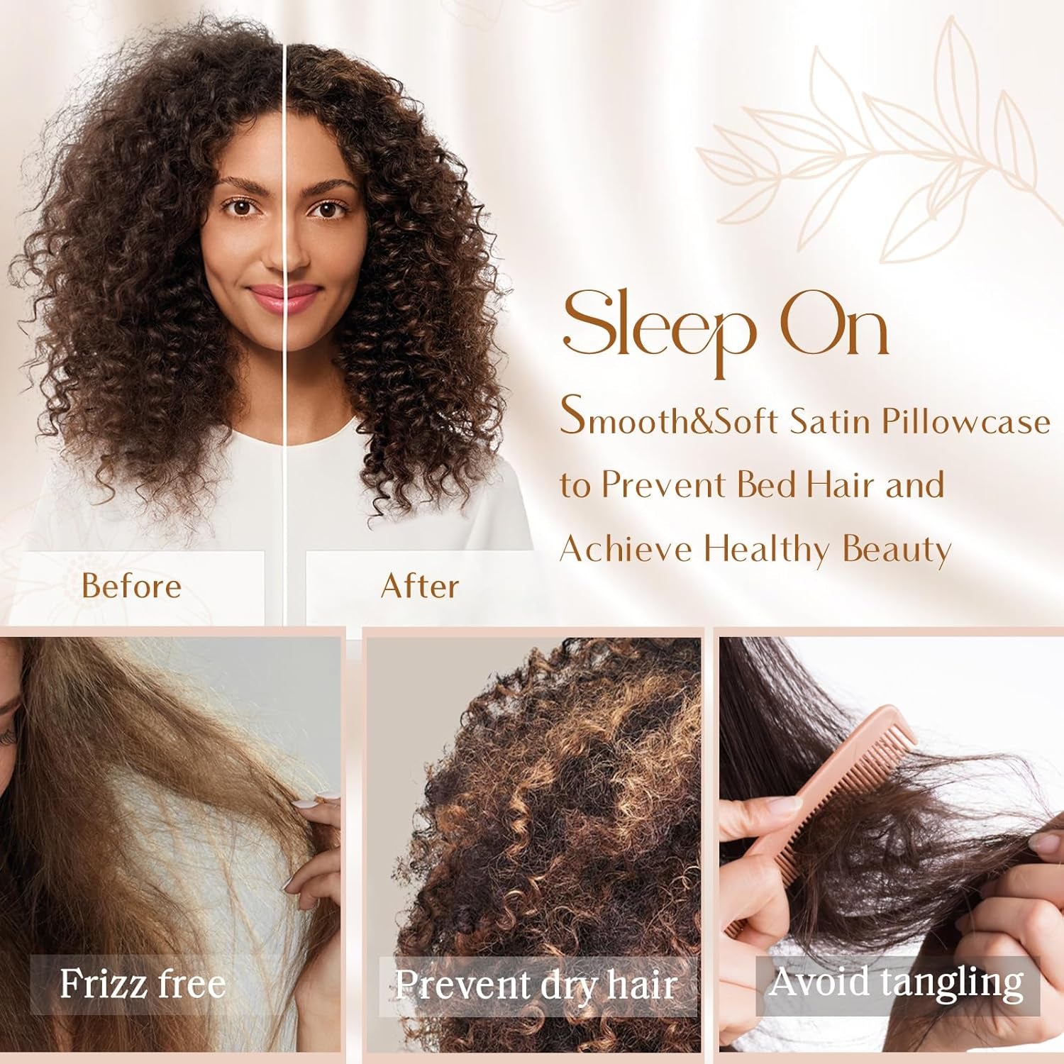 Set of 2 Queen Satin Pillowcases – 20" x 30", Zipper Closure, Hair & Skin Friendly, Luxurious Silk-Feel, Gift-Ready Packaging