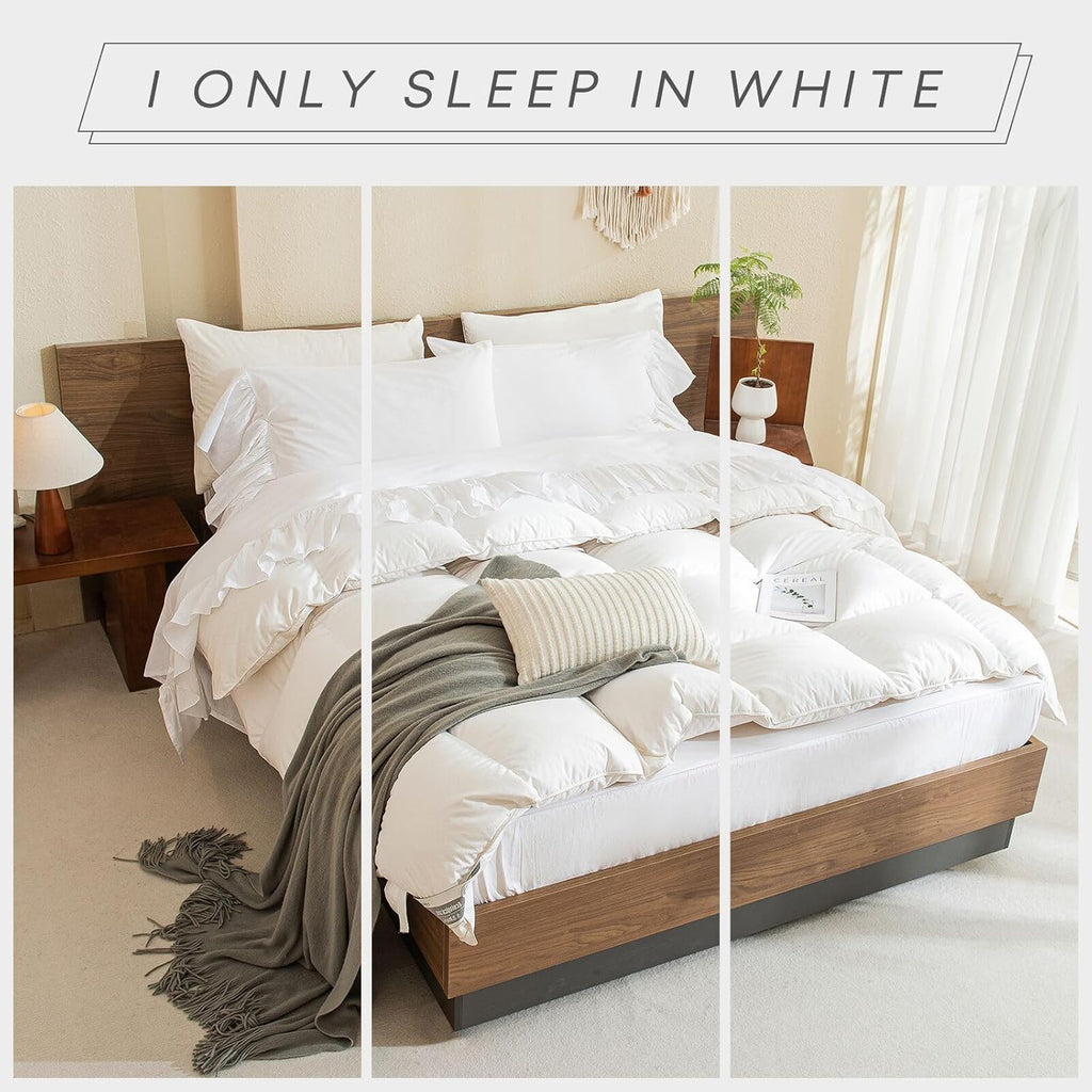 King Sheet Set – 4-Piece Cotton, White Ruffles, Soft & Breathable