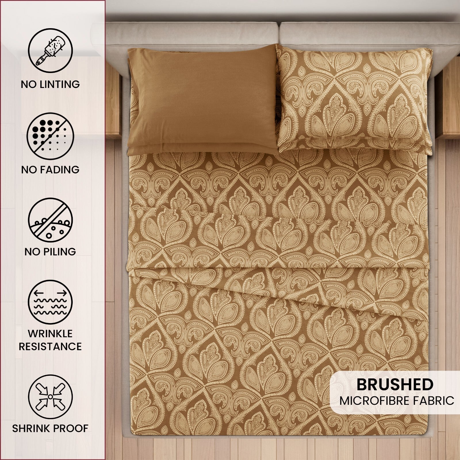 Luxury 1800 Series Microfiber Bed Sheet Set – 6 Piece Deep Pocket Paisley