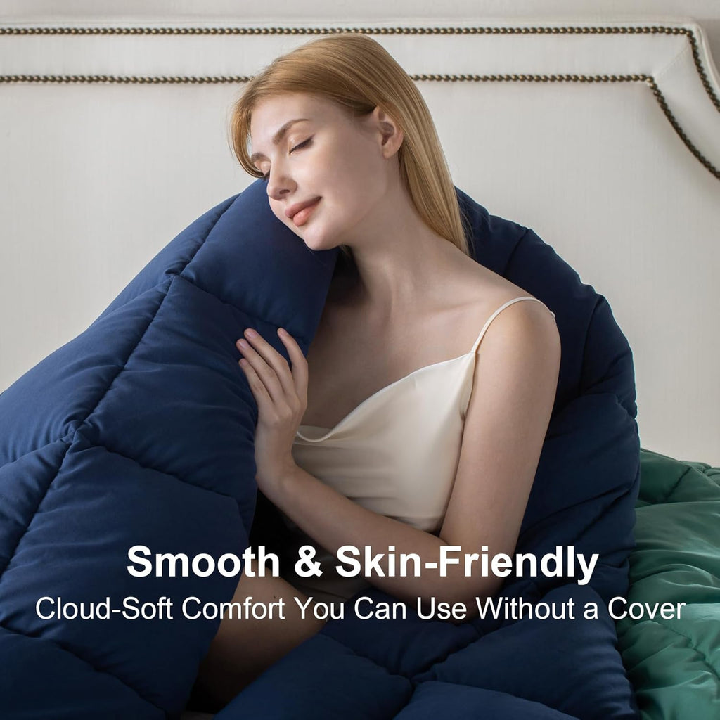 Luxury King Comforter Set, Reversible Two-Tone, Down Alternative, Ultra Soft, Lightweight & All-Season (Turquoise/Blue)