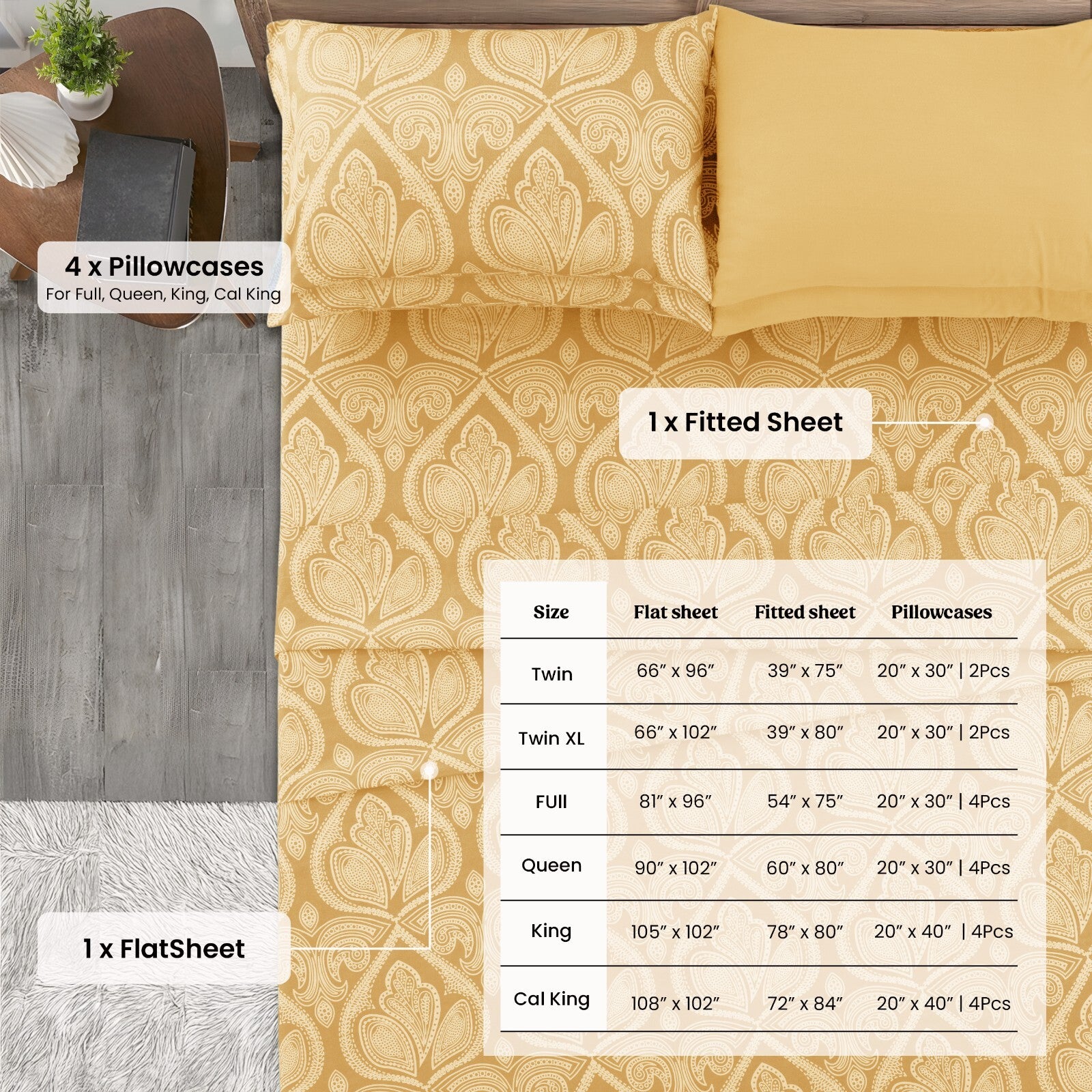 Luxury 1800 Series Microfiber Bed Sheet Set – 6 Piece Deep Pocket Paisley