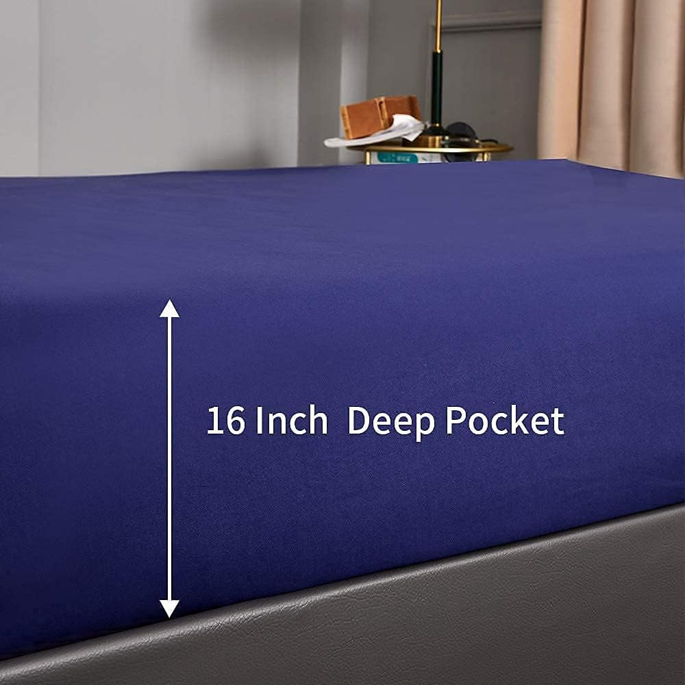 Full 4-Piece Bed Sheet Set – Brushed Microfiber, Deep Pocket, Soft & Breathable, Blue