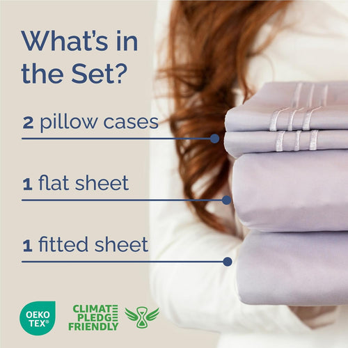 4-Piece Full Size Bed Sheet Set – Soft, Cooling, Deep Pocket, Light Lavender
