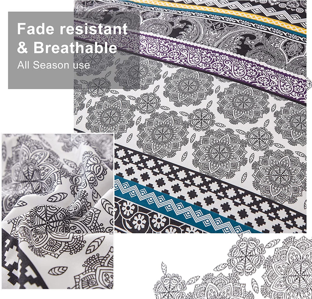 8-Piece Queen Bed-in-a-Bag Comforter Set – Boho Striped Purple, Includes Sheets & Shams