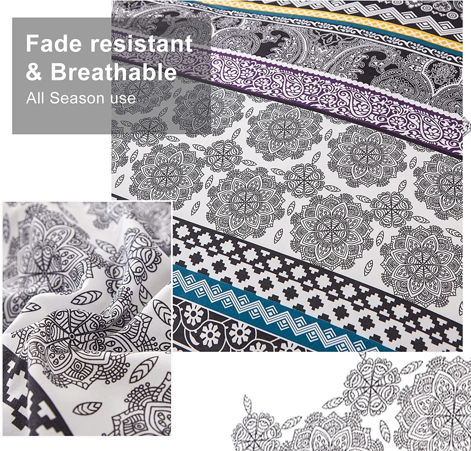 8-Piece Queen Bed-in-a-Bag Comforter Set – Boho Striped Purple, Includes Sheets & Shams