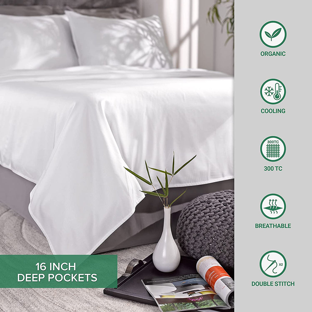 Organic Bamboo Bed Sheet Set – California King, 4 Piece, Soft & Breathable, Silver