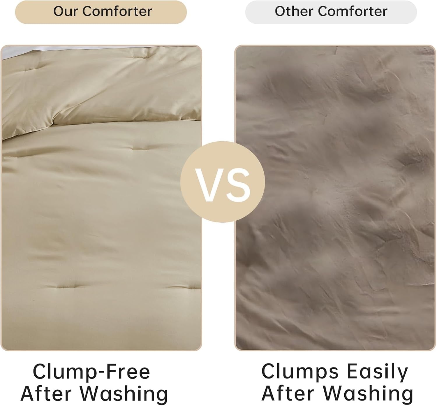 Twin Beige Comforter Set – 2-Piece Lightweight Down Alternative Bedding