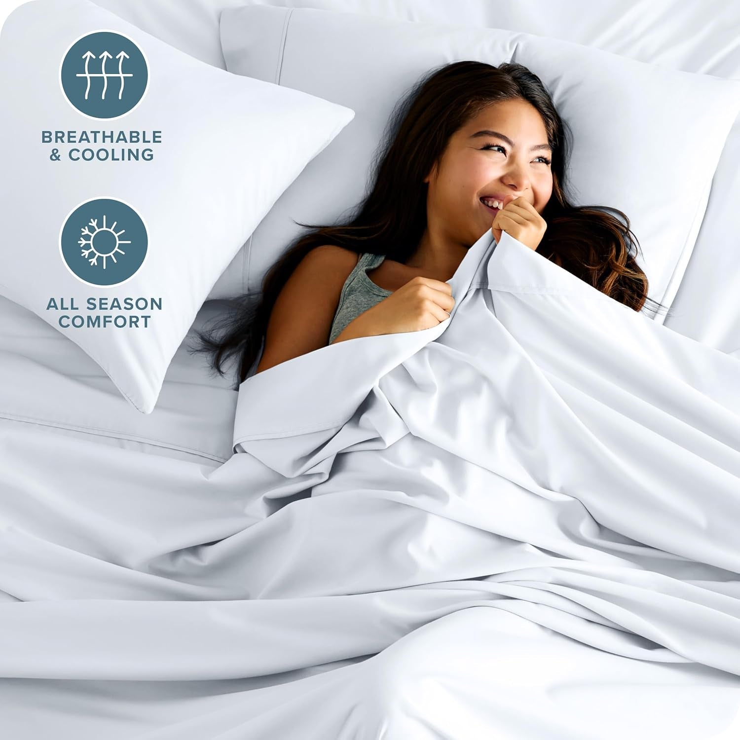 Twin XL 4-Piece Bed Sheet Set – Hotel-Quality, Deep Pocket, Soft & Breathable, Whit