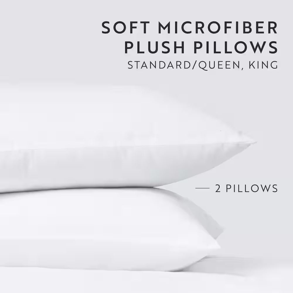 2-Pack Hypoallergenic Plush Bed Pillows – Soft Polyester Microfiber, Supportive & Comfortable