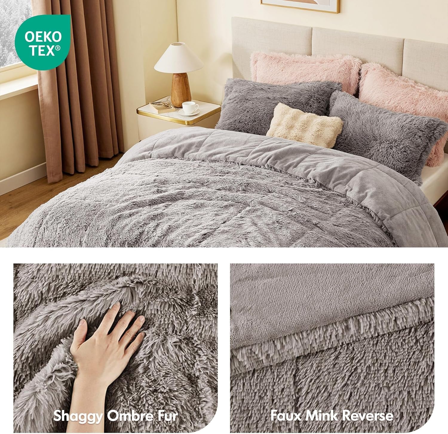 Shaggy Faux Fur Comforter Set – King/Cal King, 3-Piece Ultra Cozy Bedding