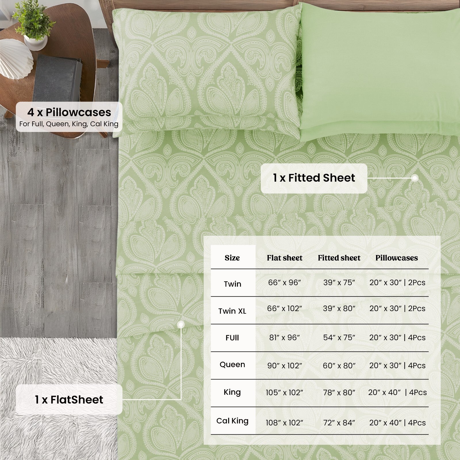 Luxury 1800 Series Microfiber Bed Sheet Set – 6 Piece Deep Pocket Paisley