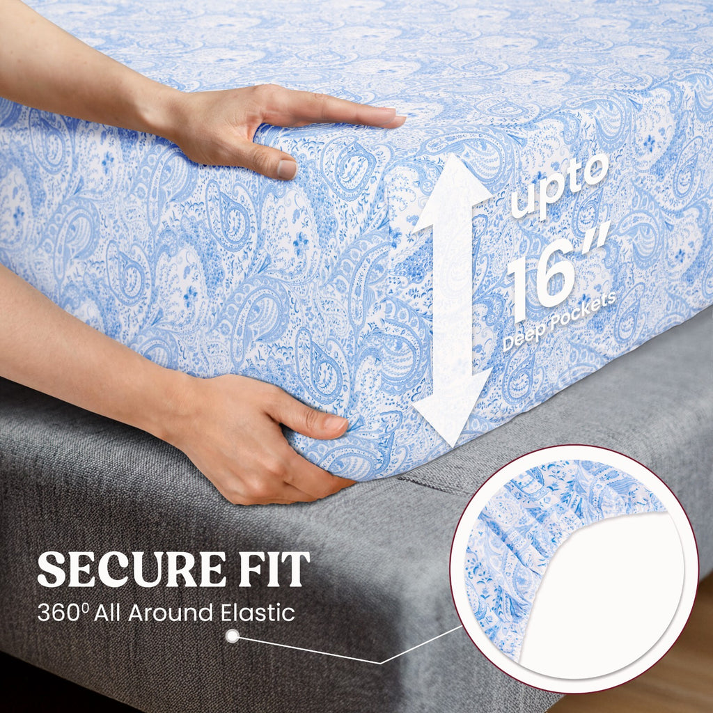 Luxury 1800 Series Microfiber Bed Sheet Set – 6 Piece Deep Pocket Paisley