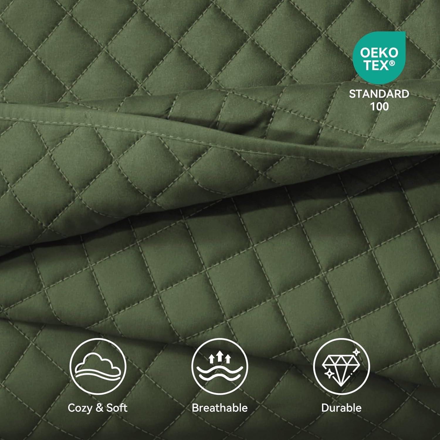 Olive Green Twin Quilt Set – Soft Lightweight Reversible Bedding