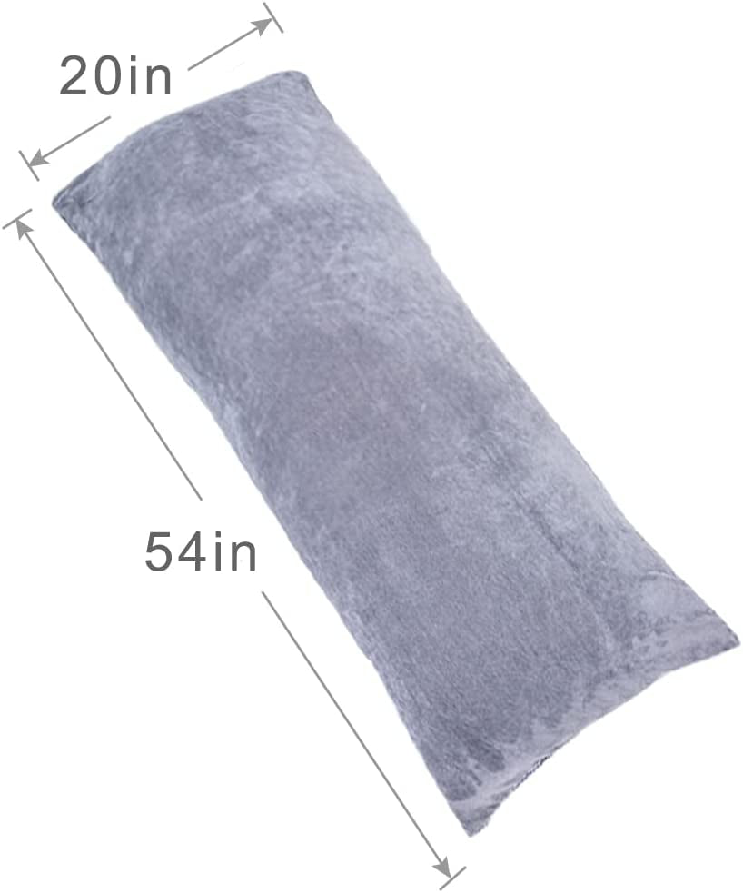 Full Body Pillow for Side Sleepers – Long Support Pillow with Velvet Cover, 20" x 54", Dark Grey
