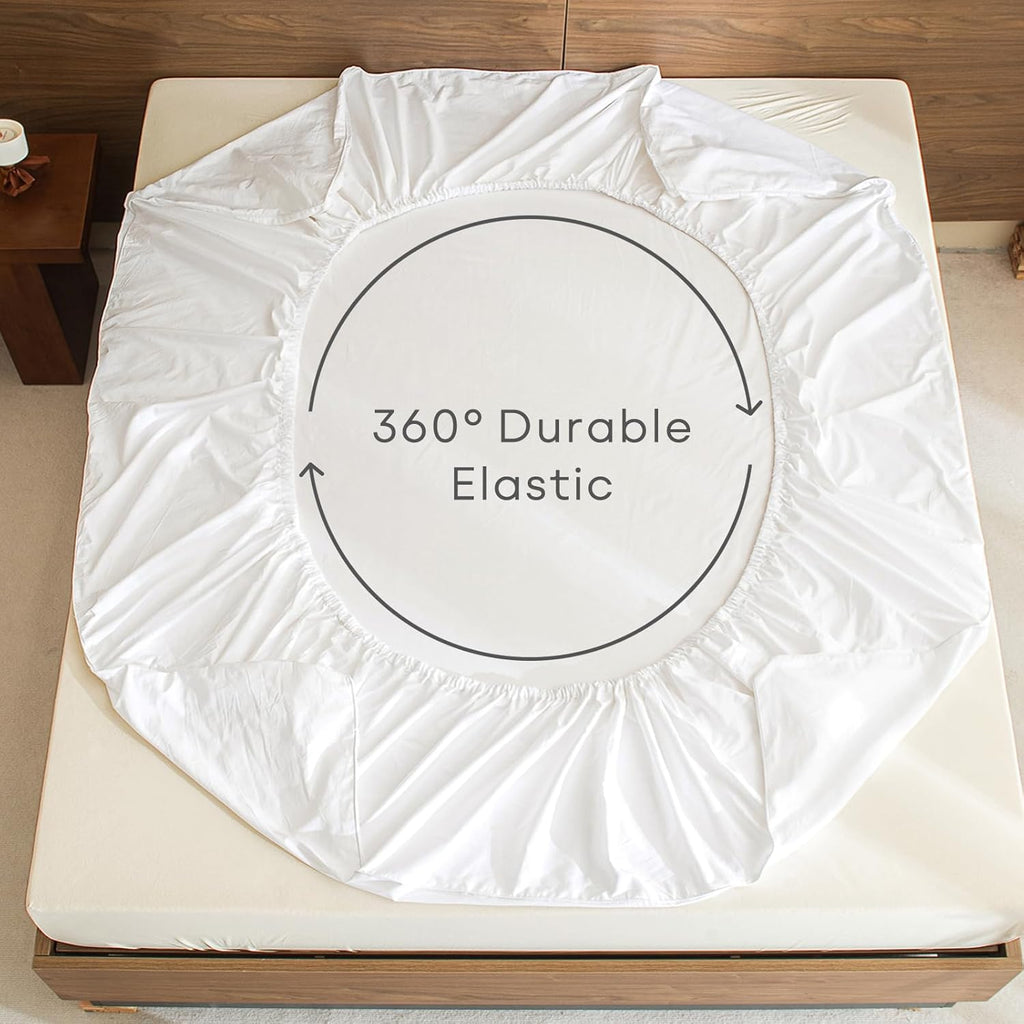 King Sheet Set – 4-Piece Cotton, White Ruffles, Soft & Breathable