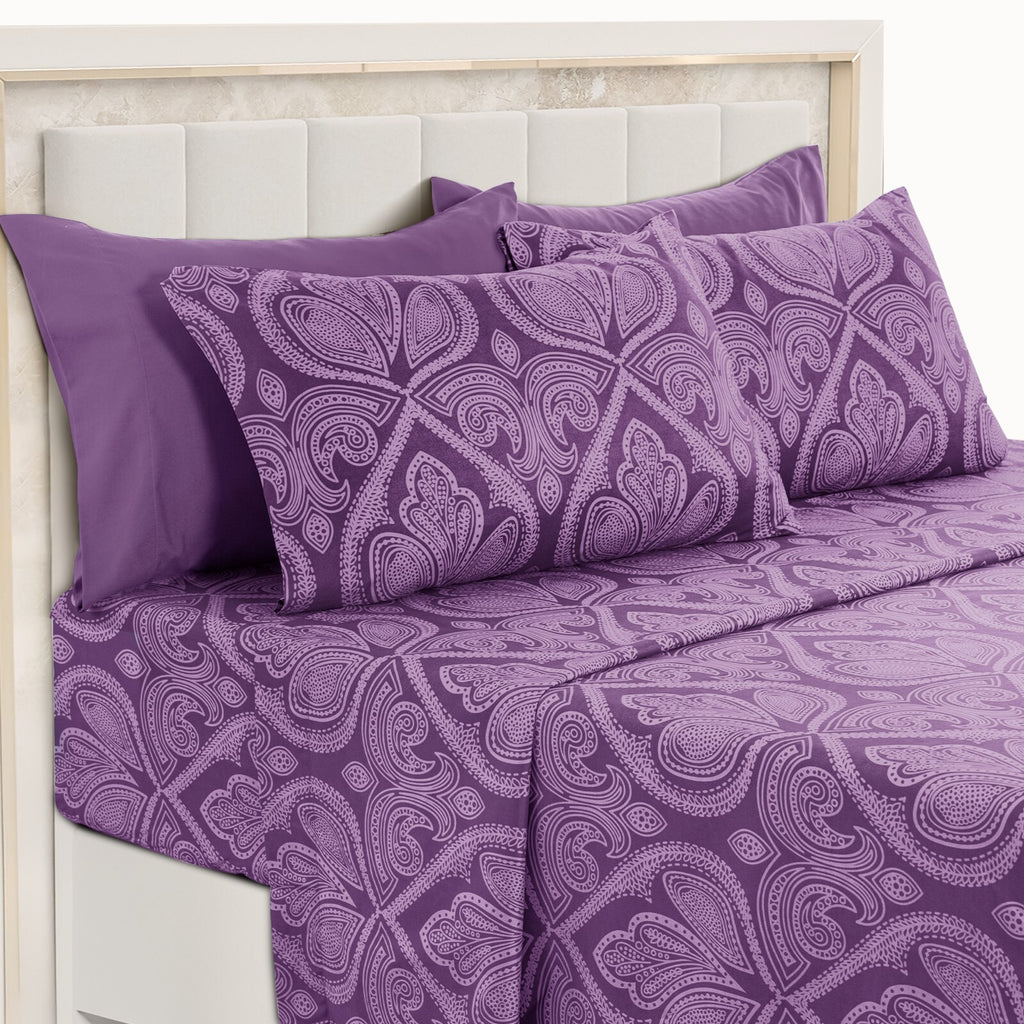 Luxury 1800 Series Microfiber Bed Sheet Set – 6 Piece Deep Pocket Paisley