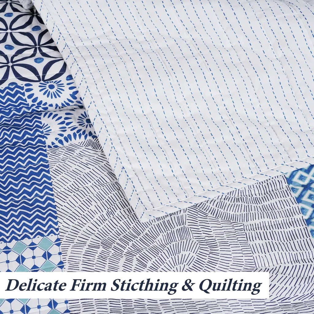 100% Cotton Patchwork Quilt Set – Ultra Soft, Reversible, Lightweight, All-Season