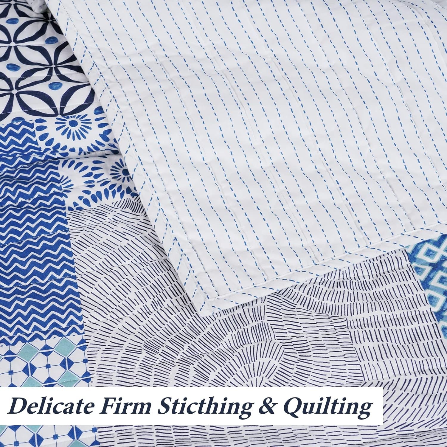 100% Cotton Patchwork Quilt Set – Ultra Soft, Reversible, Lightweight, All-Season