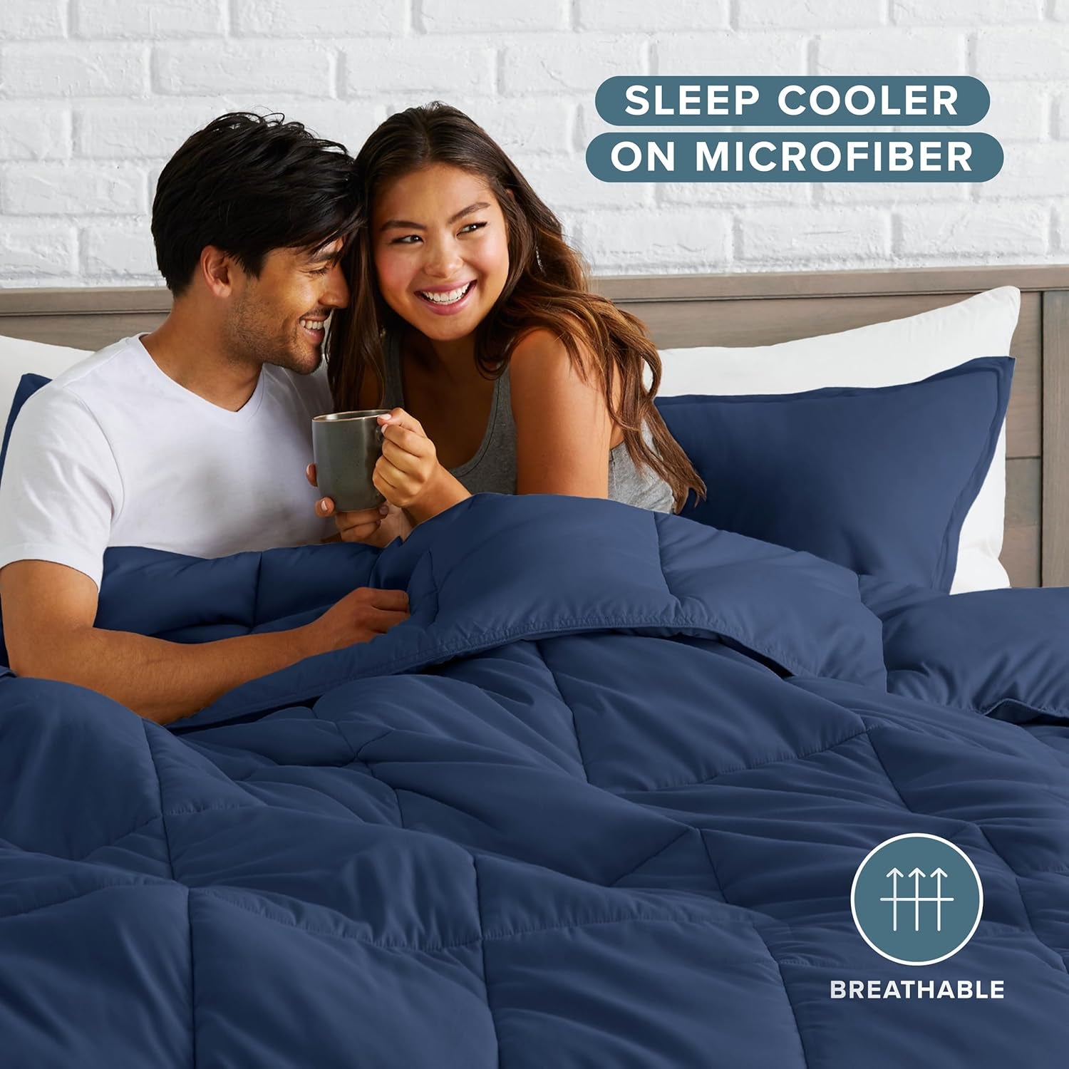 Queen Comforter Set – Ultra-Soft Goose Down Alternative, 1800 Series, All-Season Warmth, Dark Blue