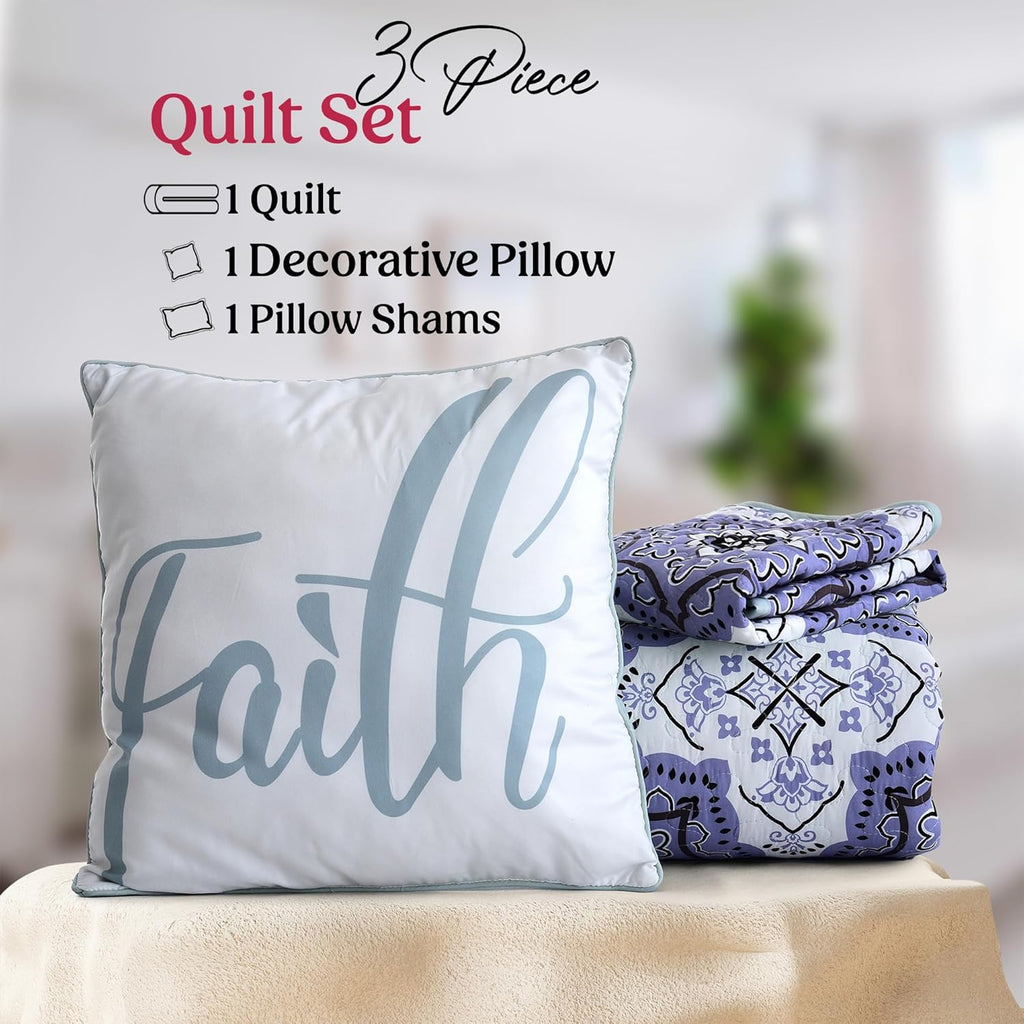 Twin Quilt Set – Soft Lightweight Microfiber Bedding (3-Piece)