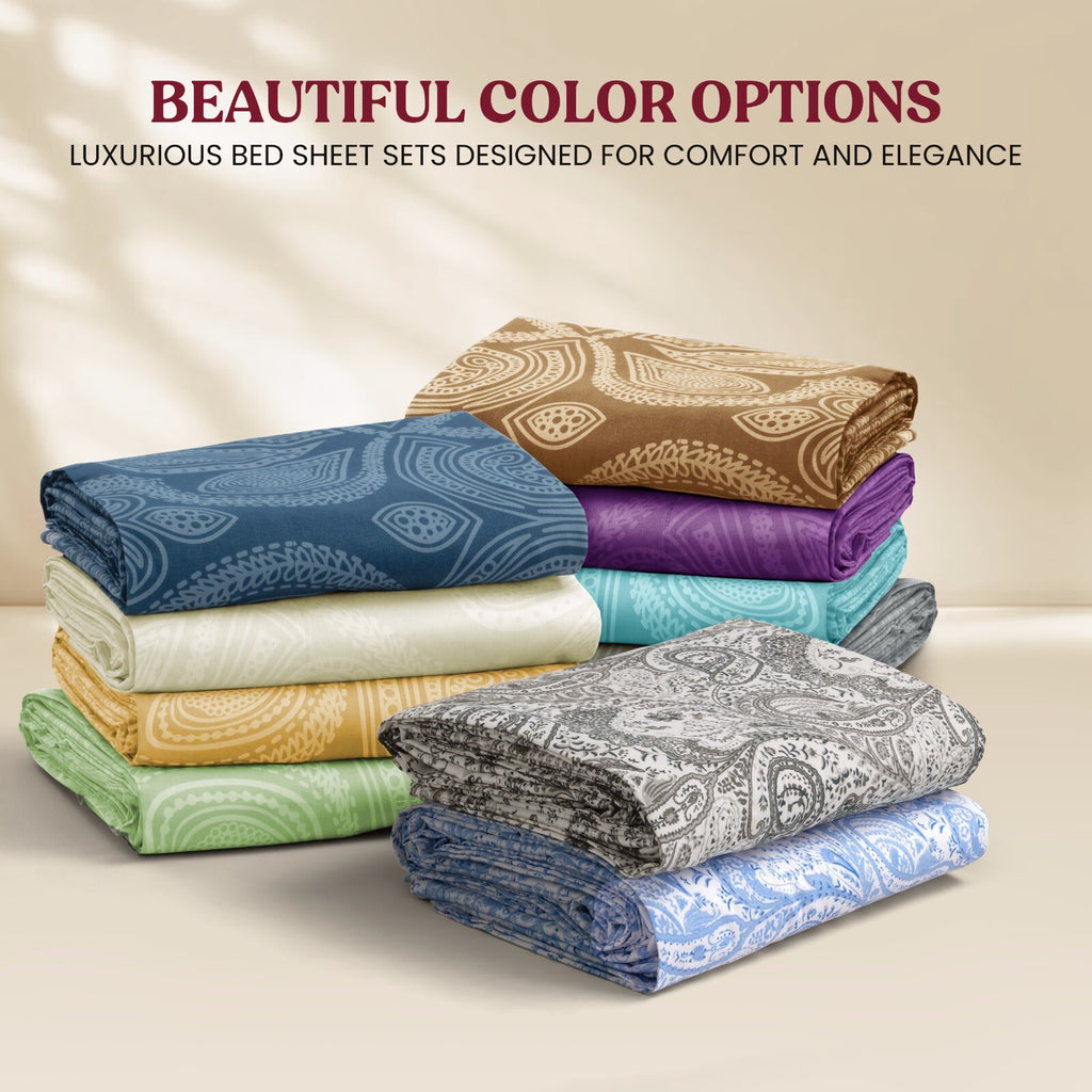 Luxury 1800 Series Microfiber Bed Sheet Set – 6 Piece Deep Pocket Paisley