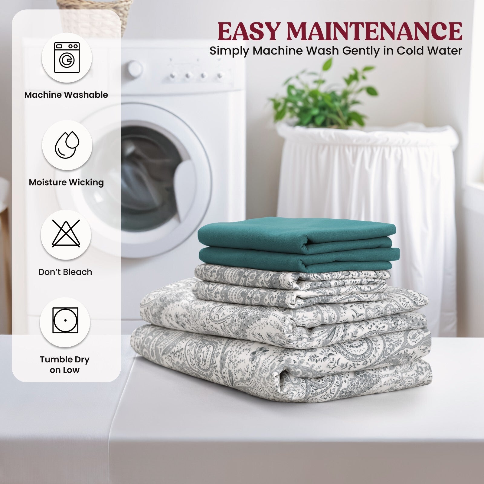 Luxury 1800 Series Microfiber Bed Sheet Set – 6 Piece Deep Pocket Paisley