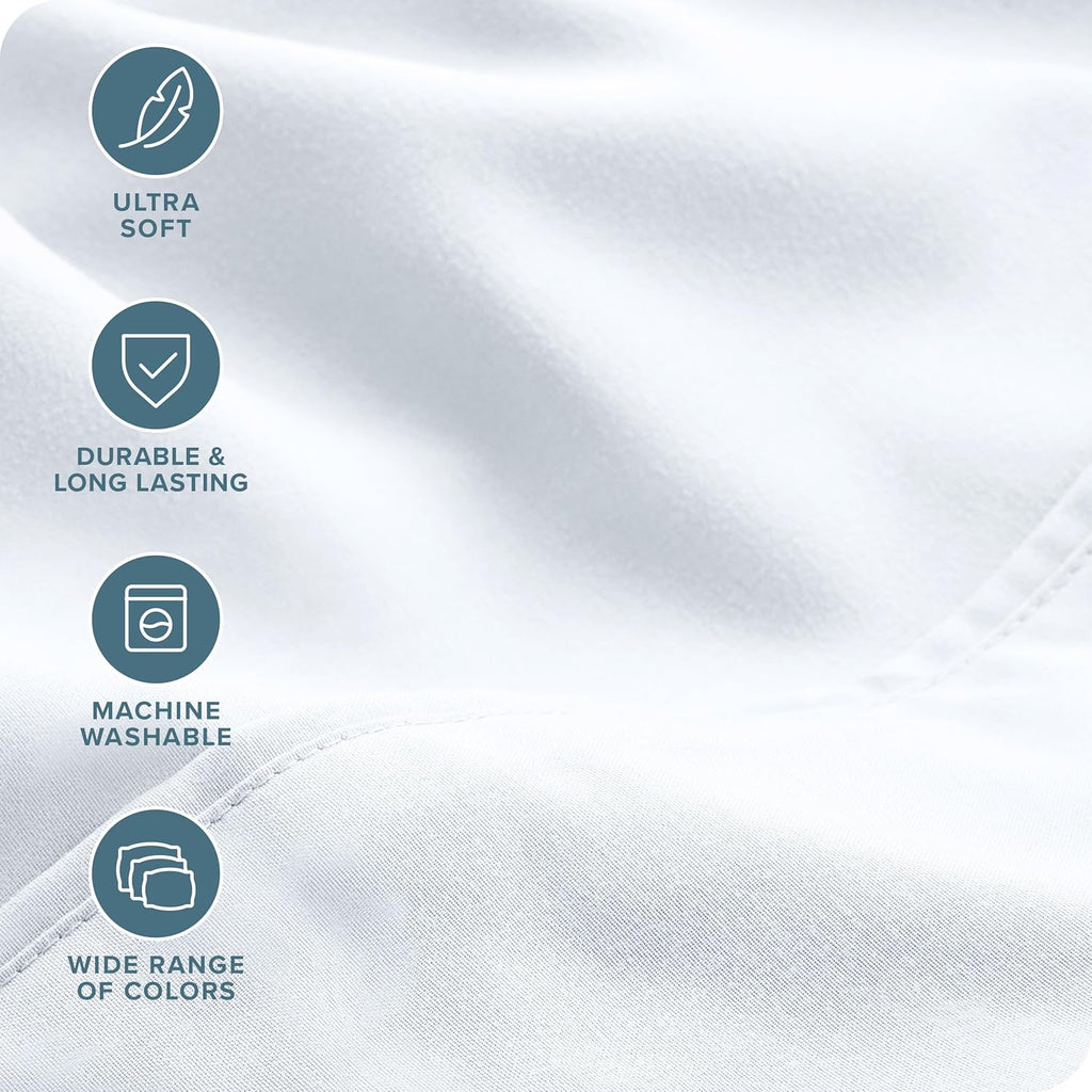 Twin XL 4-Piece Bed Sheet Set – Hotel-Quality, Deep Pocket, Soft & Breathable, Whit