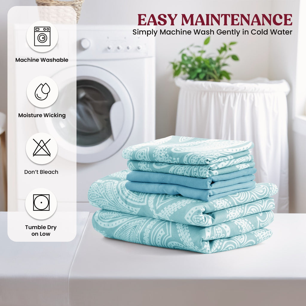 Luxury 1800 Series Microfiber Bed Sheet Set – 6 Piece Deep Pocket Paisley