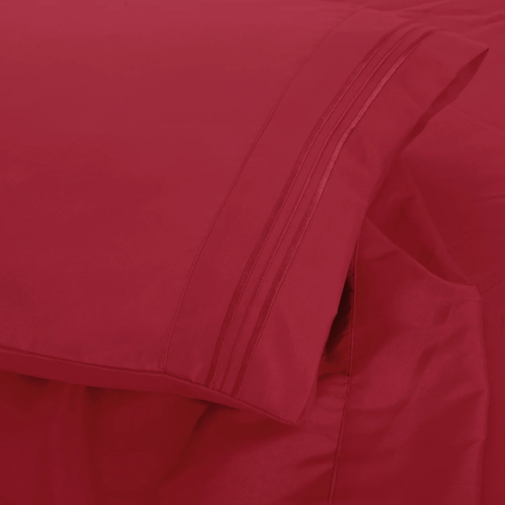 Twin 4-Piece Microfiber Sheet Set – Ultra-Soft Double Brushed Deep Pocket Bed Sheets, Burgundy