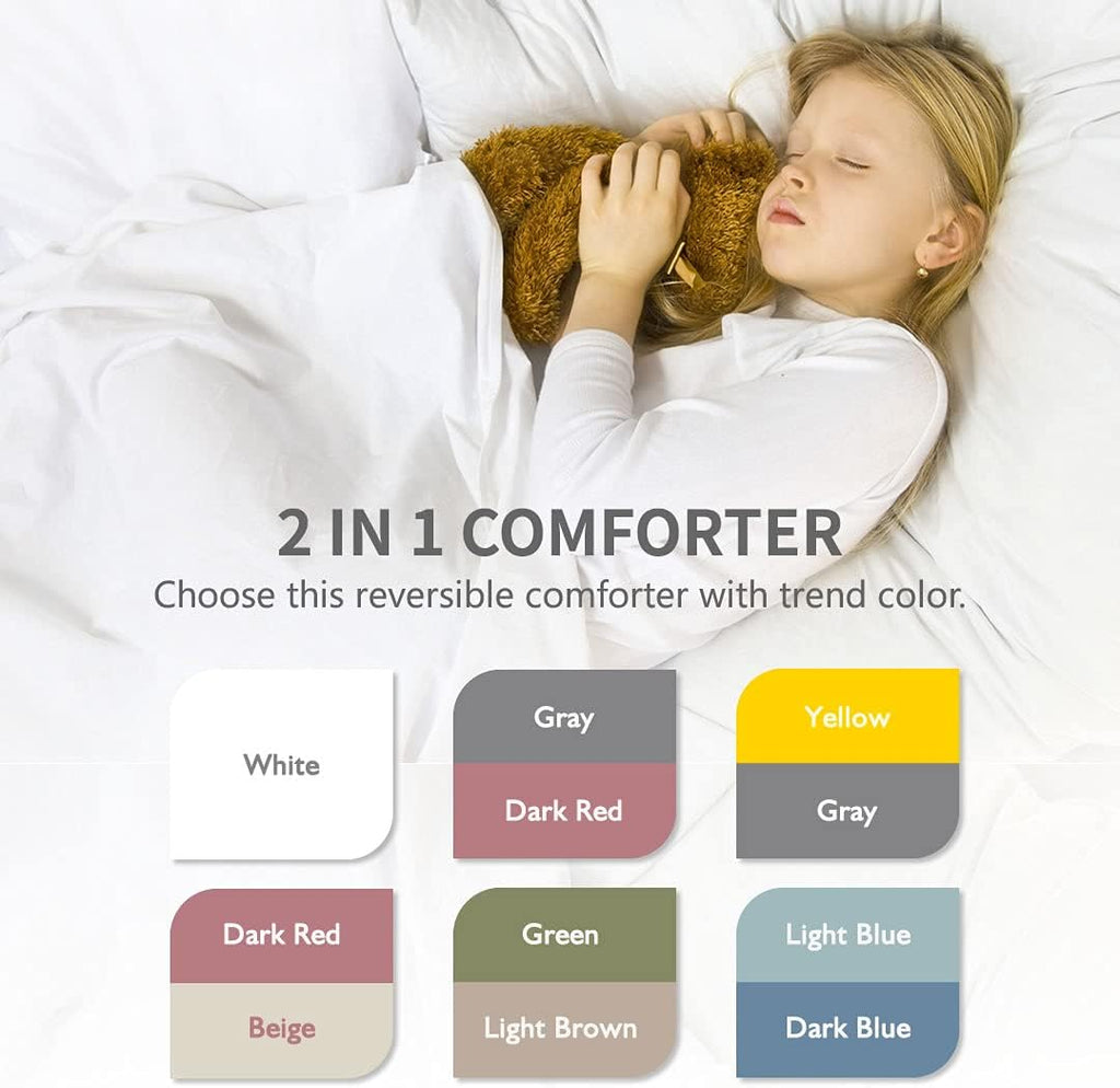 King Reversible Comforter – All-Season Ultra-Soft Down Alternative Quilt, Yellow/Gray