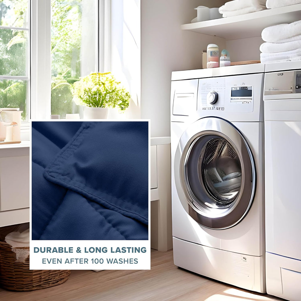 Queen Comforter Set – Ultra-Soft Goose Down Alternative, 1800 Series, All-Season Warmth, Dark Blue