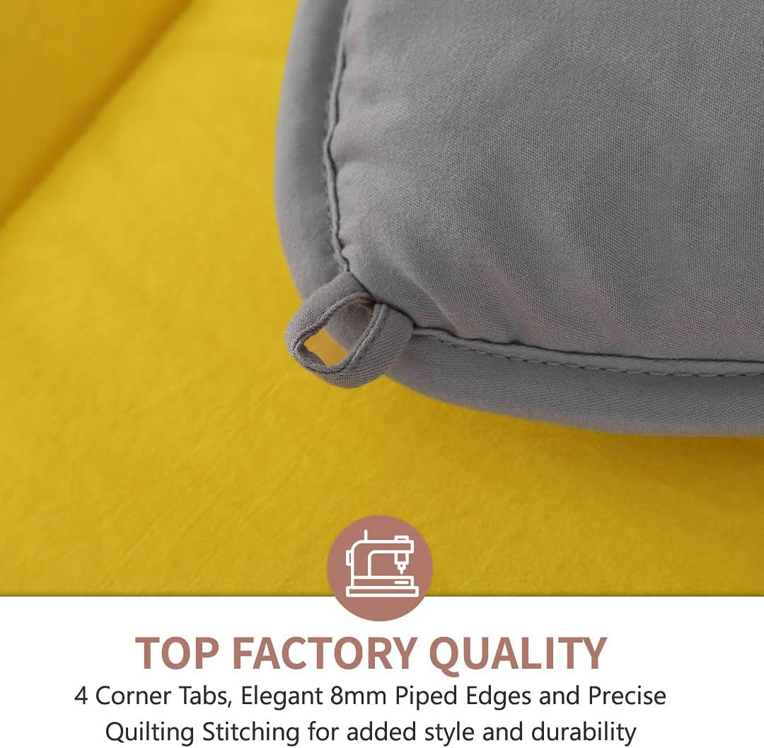 King Reversible Comforter – All-Season Ultra-Soft Down Alternative Quilt, Yellow/Gray