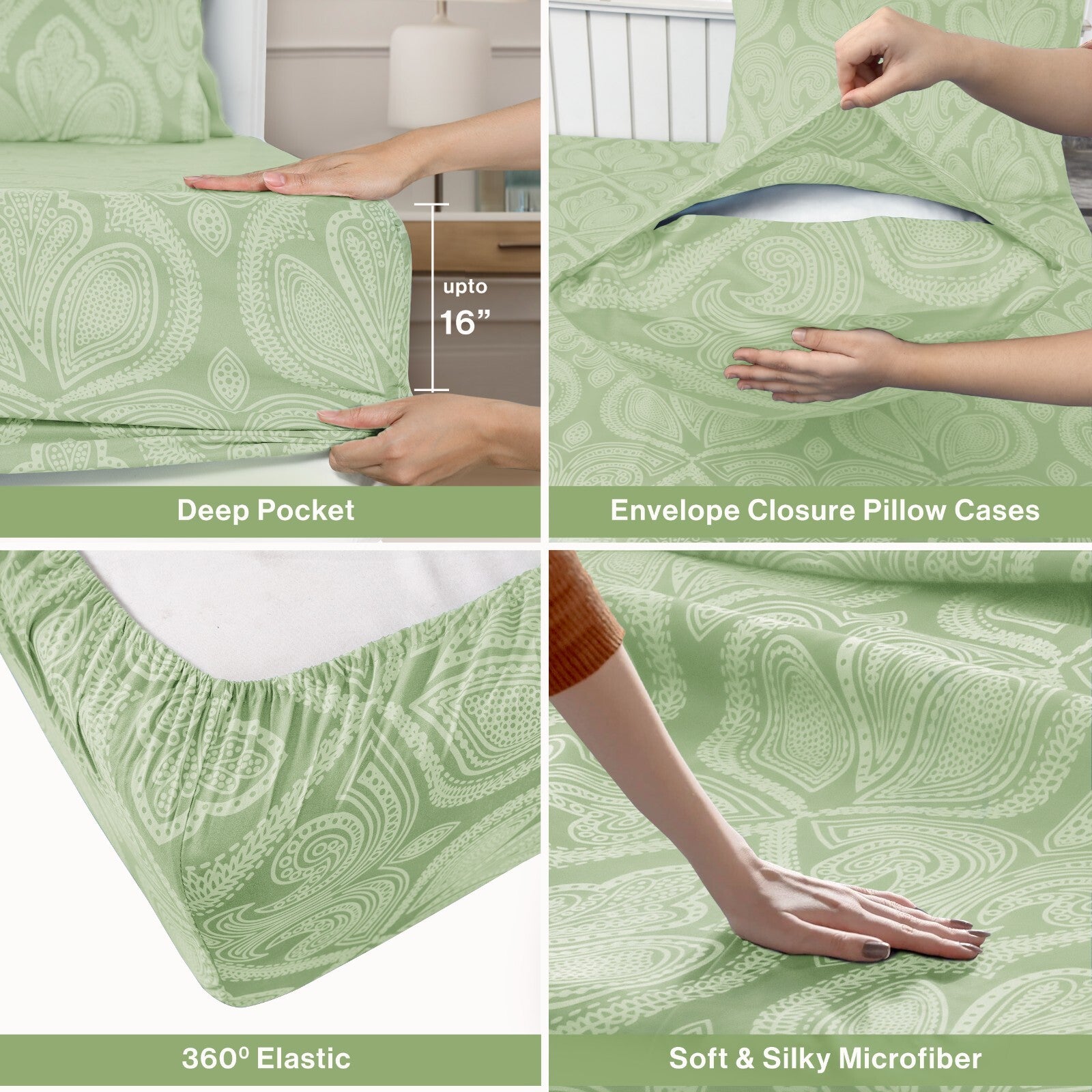 Luxury 1800 Series Microfiber Bed Sheet Set – 6 Piece Deep Pocket Paisley