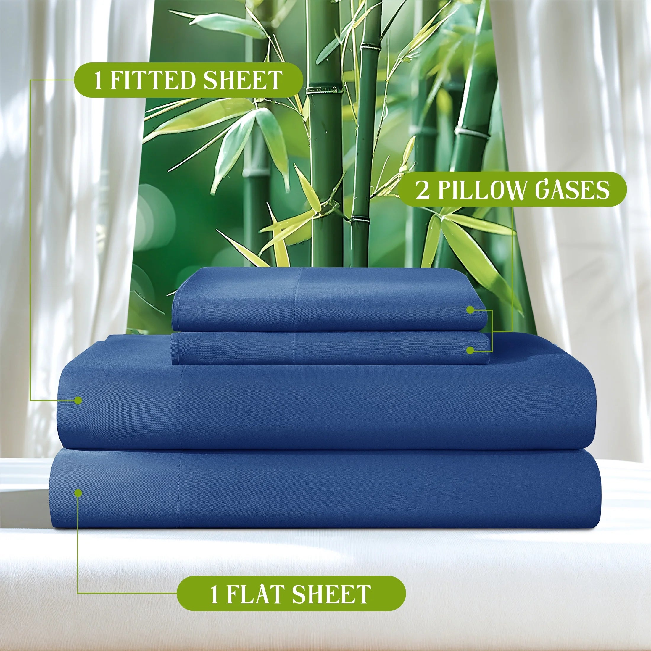 100% Organic Bamboo Bed Sheet Set – Soft, Cooling & Luxurious, Deep Pocket Fitted Sheets