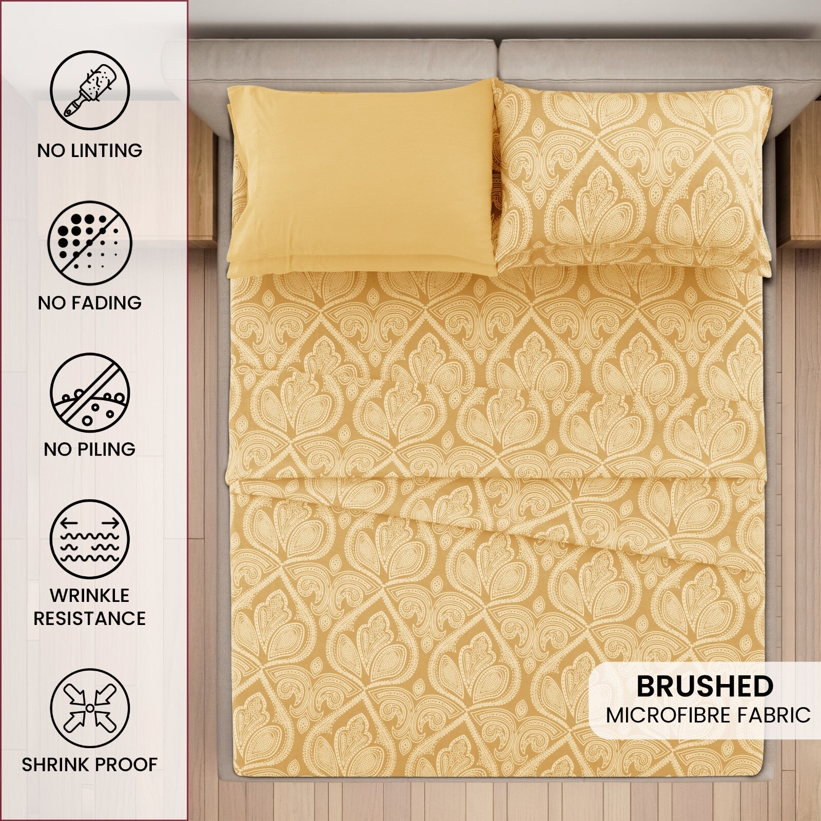 Luxury 1800 Series Microfiber Bed Sheet Set – 6 Piece Deep Pocket Paisley