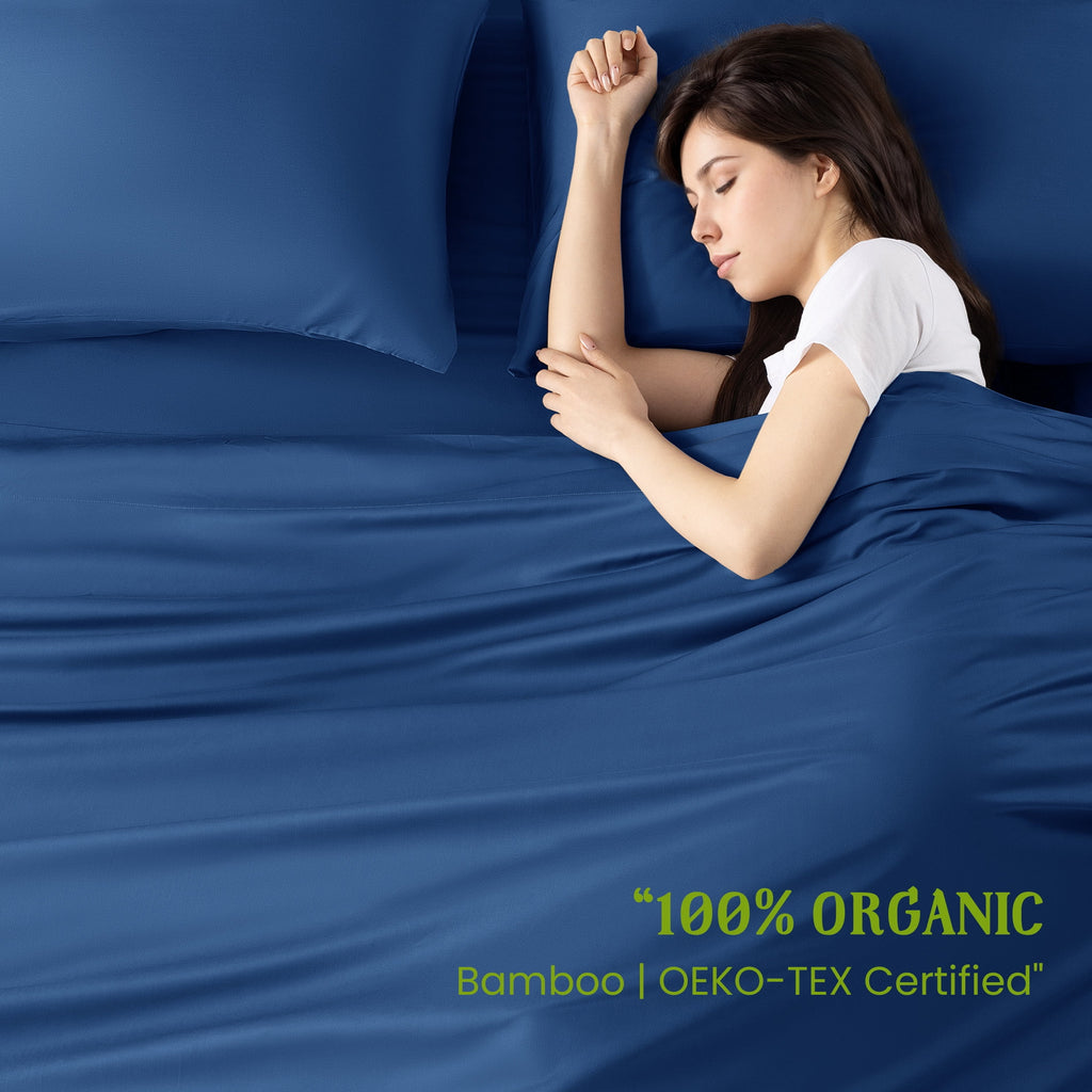 100% Organic Bamboo Bed Sheet Set – Soft, Cooling & Luxurious, Deep Pocket Fitted Sheets