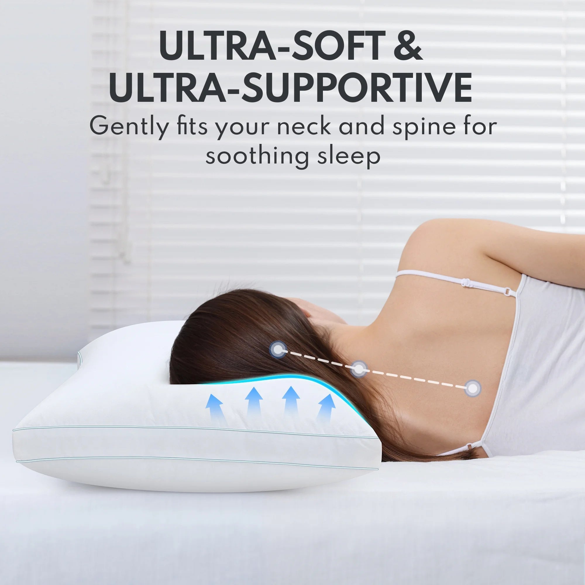 Goose Feather down Pillows, Gusseted Bed Pillows Queen Size Set of 2, Luxury Hotel Collection Fluffy Pillows 100% Cotton Cover