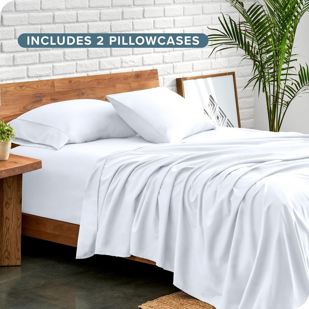 Twin XL 4-Piece Bed Sheet Set – Hotel-Quality, Deep Pocket, Soft & Breathable, Whit